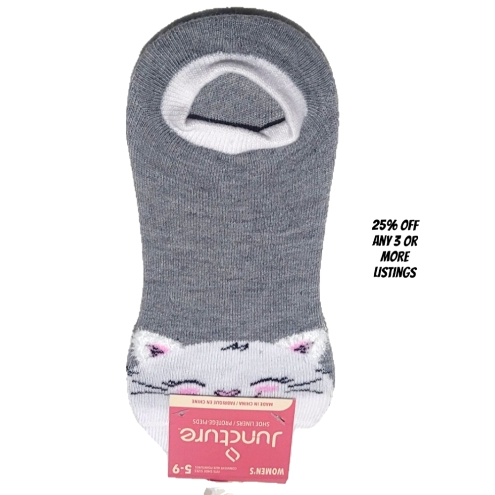 Cat Kitty Animal Graphic Print No Show Ankle Socks Fashion Novelty